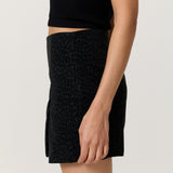 Black Leopard Jacquard Skort