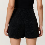 Black Leopard Jacquard Skort