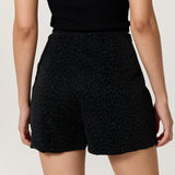 Black Leopard Jacquard Skort