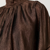 Brown Satin Tie Back Blouse