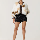 Cow Print Faux Fur Jacket
