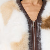 Cow Print Faux Fur Jacket