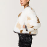 Cow Print Faux Fur Jacket