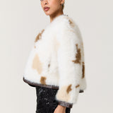 Cow Print Faux Fur Jacket