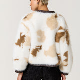 Cow Print Faux Fur Jacket