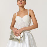 White Satin Bubble Hem Mini Skirt