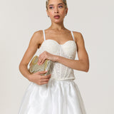 White Satin Bubble Hem Mini Skirt