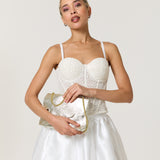 White Satin Bubble Hem Mini Skirt