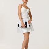 White Satin Bubble Hem Mini Skirt