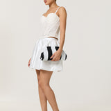 White Satin Bubble Hem Mini Skirt