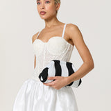 White Satin Bubble Hem Mini Skirt