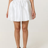 White Satin Bubble Hem Mini Skirt