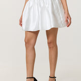 White Satin Bubble Hem Mini Skirt