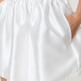 White Satin Bubble Hem Mini Skirt