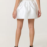 White Satin Bubble Hem Mini Skirt
