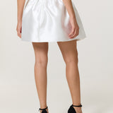 White Satin Bubble Hem Mini Skirt