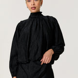Black Satin Tie Back Blouse