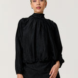 Black Satin Tie Back Blouse