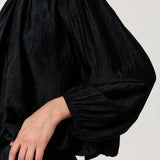 Black Satin Tie Back Blouse