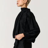 Black Satin Tie Back Blouse