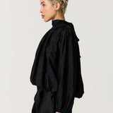Black Satin Tie Back Blouse