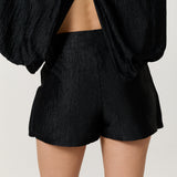 Black Satin Wrap Front Skort