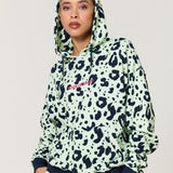 Green Leopard Print Cotton Hoodie