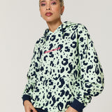 Green Leopard Print Cotton Hoodie