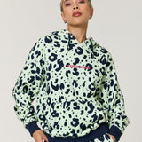 Green Leopard Print Cotton Hoodie