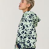Green Leopard Print Cotton Hoodie