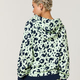 Green Leopard Print Cotton Hoodie
