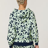Green Leopard Print Cotton Hoodie