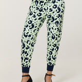 Green Leopard Print Cotton Joggers