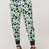 Green Leopard Print Cotton Joggers