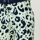 Green Leopard Print Cotton Joggers