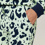 Green Leopard Print Cotton Joggers