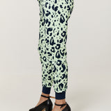 Green Leopard Print Cotton Joggers