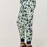 Green Leopard Print Cotton Joggers