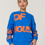 Blue Logo Print Cotton Sweatshirt