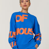 Blue Logo Print Cotton Sweatshirt