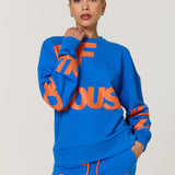 Blue Logo Print Cotton Sweatshirt