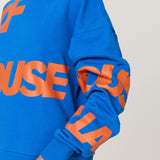 Blue Logo Print Cotton Sweatshirt