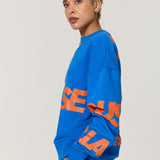 Blue Logo Print Cotton Sweatshirt