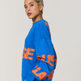 Blue Logo Print Cotton Sweatshirt