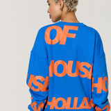 Blue Logo Print Cotton Sweatshirt
