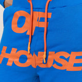 Blue Logo Print Cotton Joggers