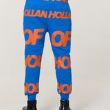 Blue Logo Print Cotton Joggers
