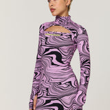 Swirl Print Cut Out Mini Dress