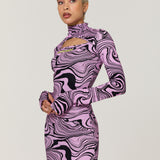 Swirl Print Cut Out Mini Dress