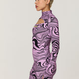 Swirl Print Cut Out Mini Dress